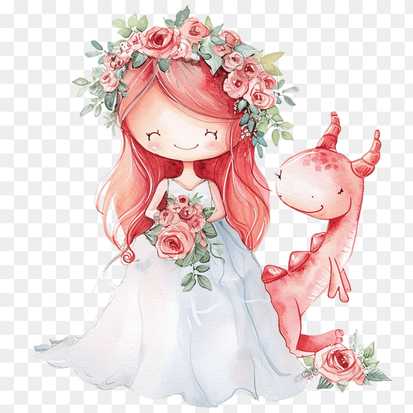  princess and a dragon wedding clipart