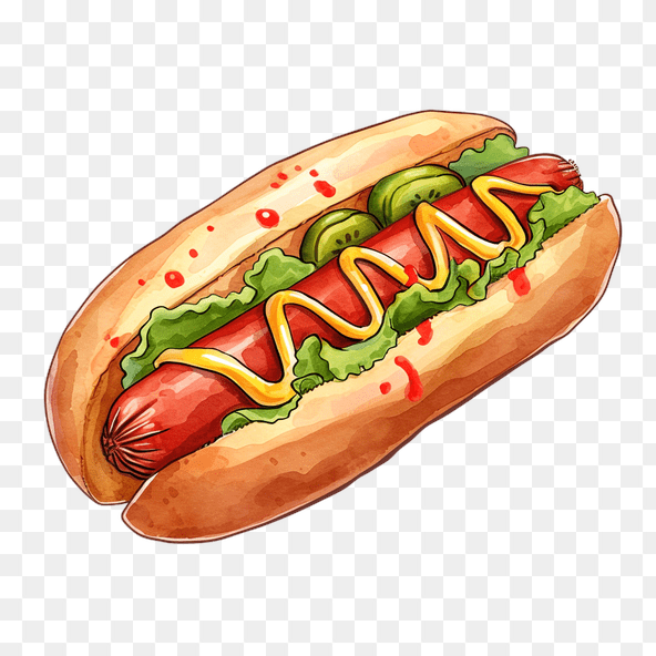Hotdog watercolor clipart