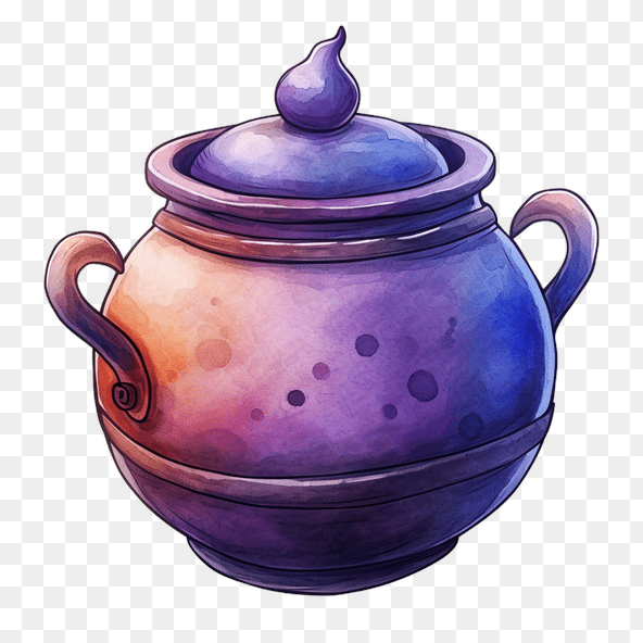Watercolor Purple Witch Pot Clipart