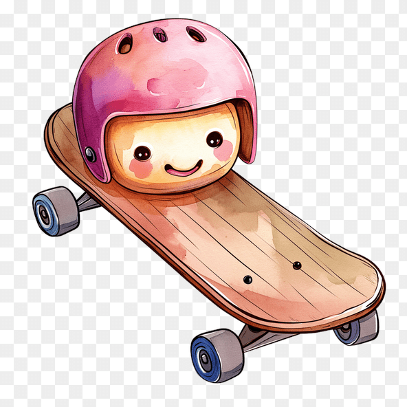 Kawaii potato on a skateboard clipart
