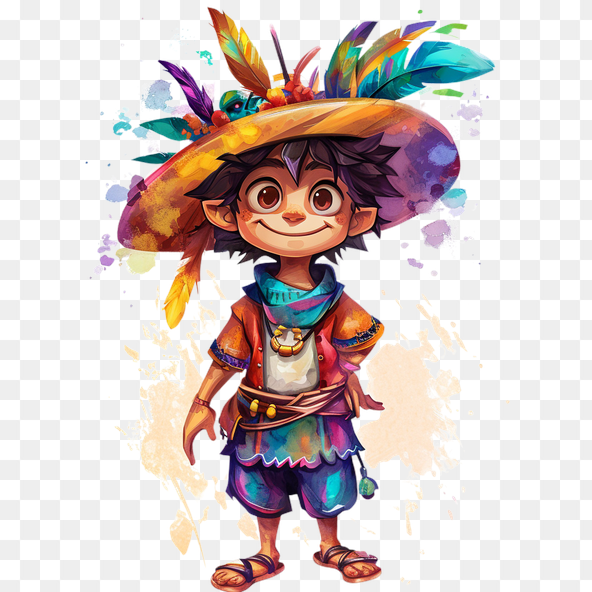 Smiling Boy Wearing A Big Hat Clipart