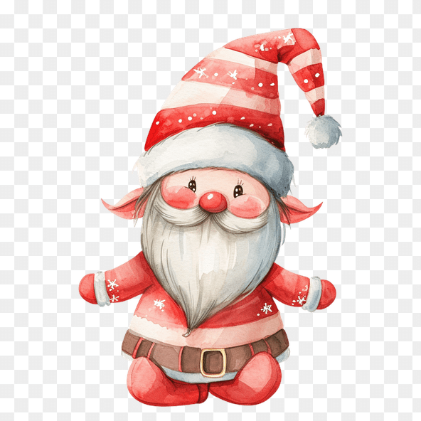 Cute Christmas Gnome Watercolor Clipart