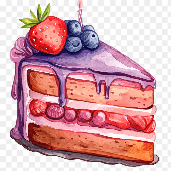 Blueberry and strawberry cake clipart