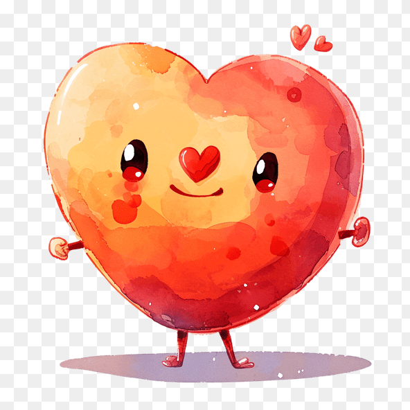 cute heart watercolor painting clipart