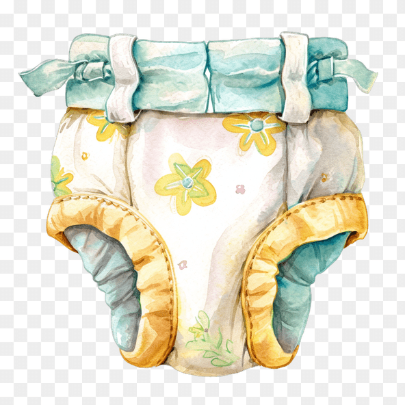 Reusable Baby Cloth Diaper Watercolor Clipart