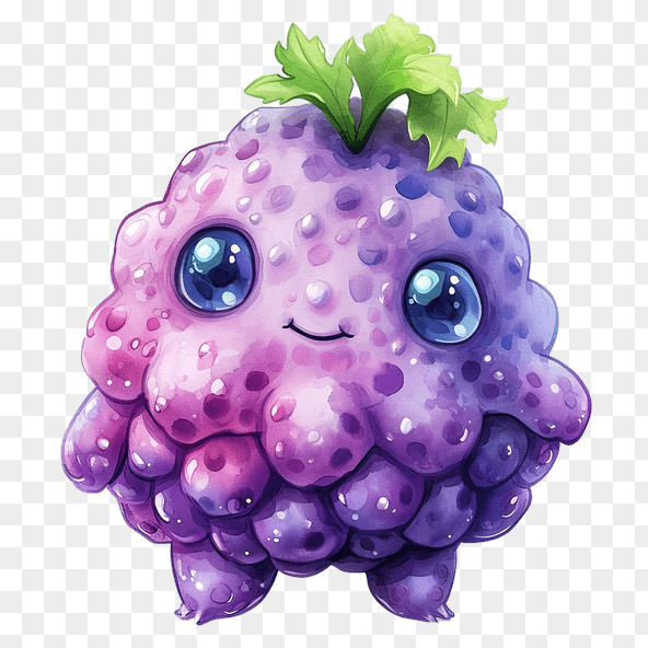 cute purple grape monster clipart