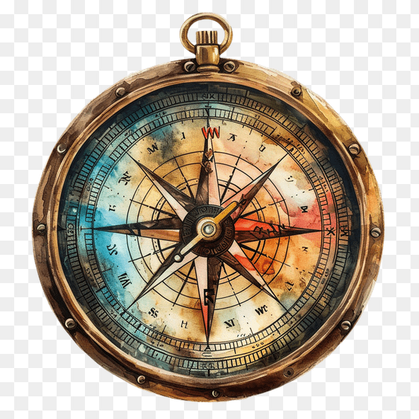 Vintage Watercolor Compass Clipart
