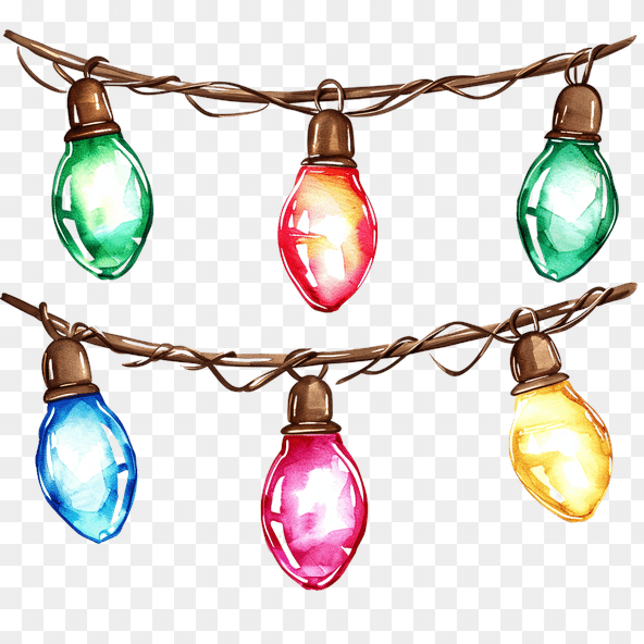 Watercolor Christmas Lights Clipart