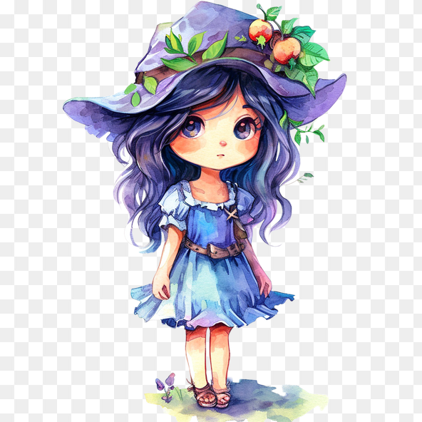 Cute purple witch clipart