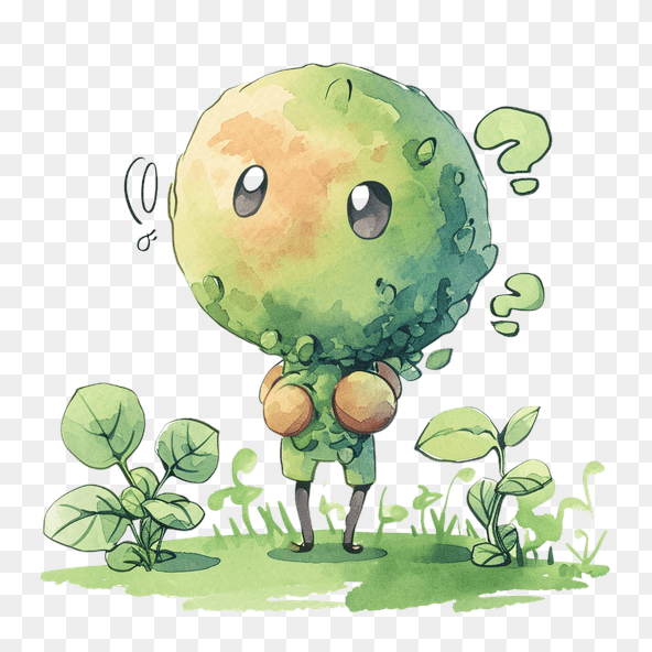 Cute Green Plant Character Clipart