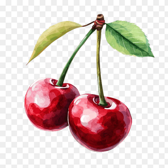 Watercolor Red Cherries Clipart