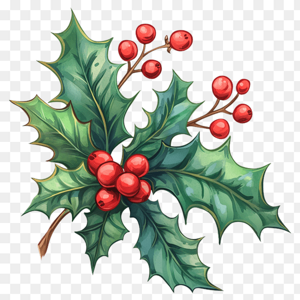 Christmas Holly Clipart Illustration