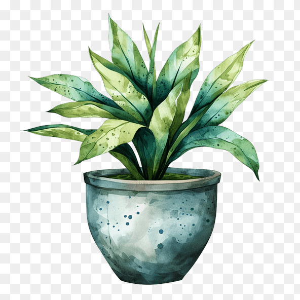 Watercolor Green Plant Pot Clipart