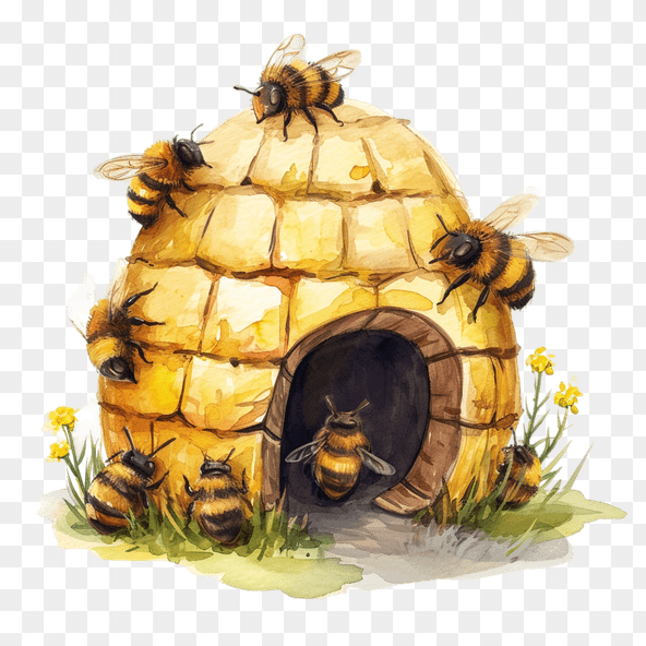 watercolor beehive clipart