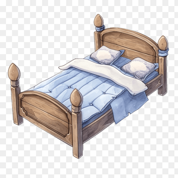 Wooden Double Bed Clipart