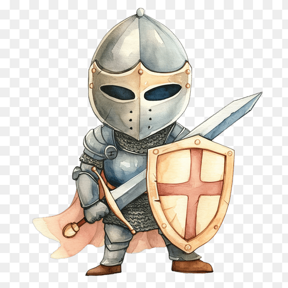cute knight watercolor clipart