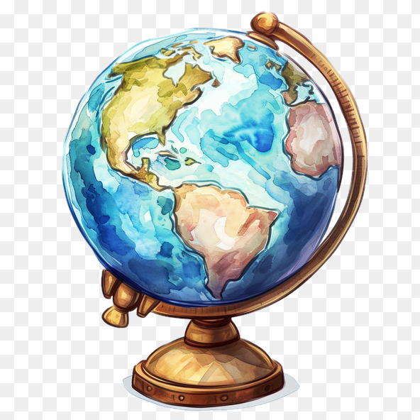 Vintage Watercolor Globe Clipart