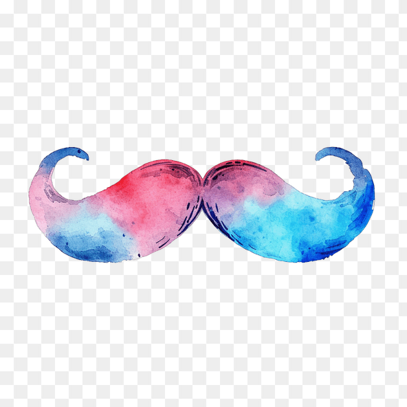 blue mustache clipart