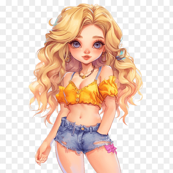 blonde anime girl clipart