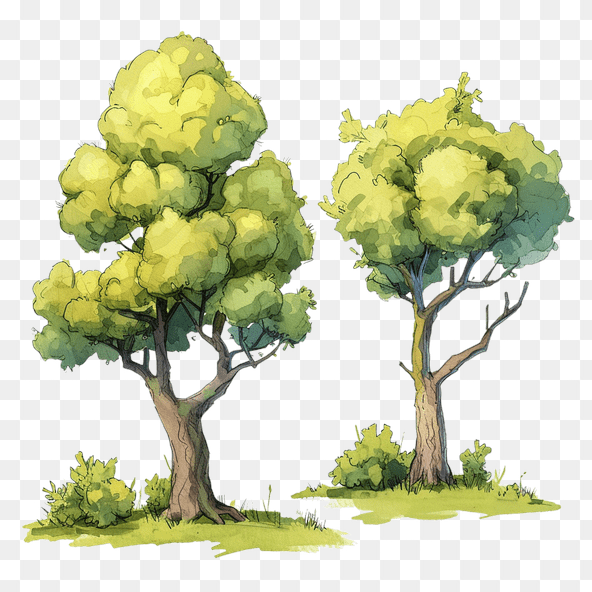 Cartoon Tree Clipart Set
