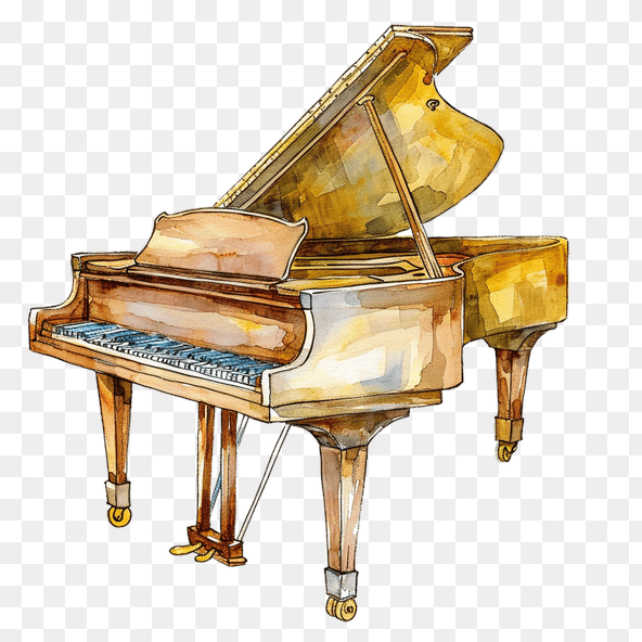 Watercolor Grand Piano Clipart