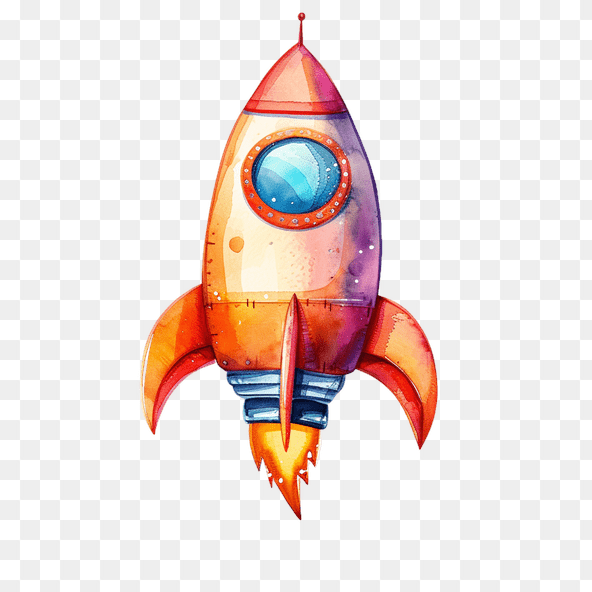 orange rocket clipart