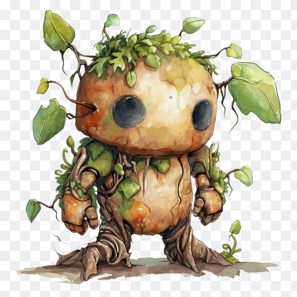 Watercolor Plant Monster Clipart