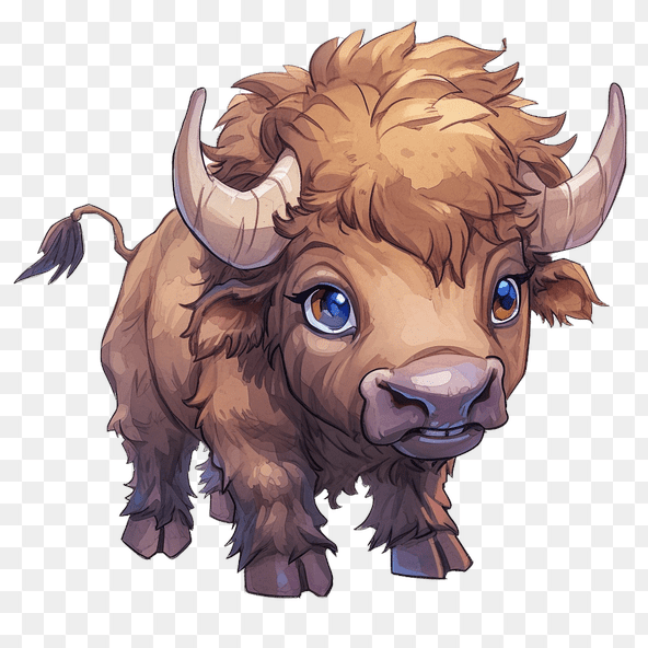 Cute Cartoon Baby Bison Clipart
