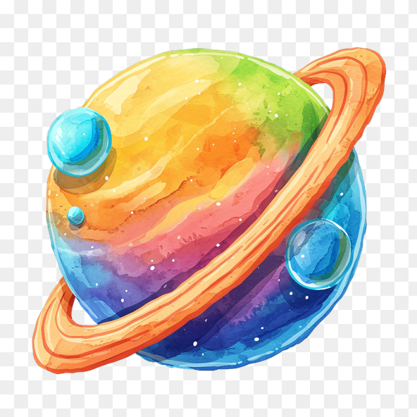 Watercolor Rainbow Planet Clipart
