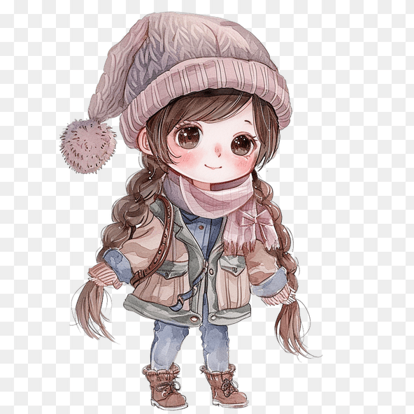 Cute anime girl in winter clothes