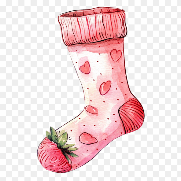 Pink Strawberry Valentine Sock Clipart