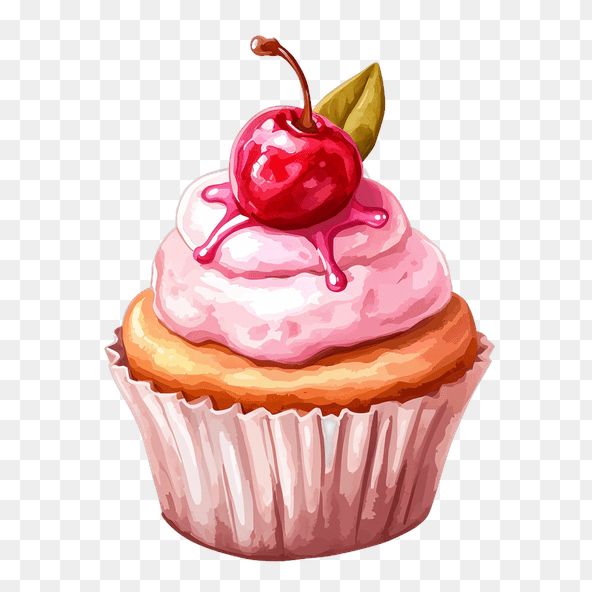 Cherry Topped Cupcake Clipart