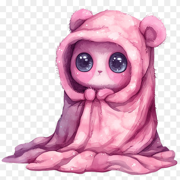 Cute Panda In Pink Blanket Clipart