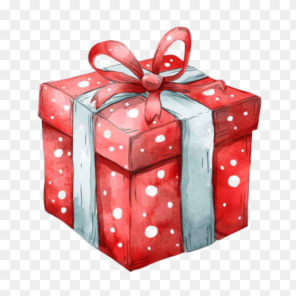Red Gift Box With White Polka Dots Clipart