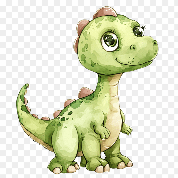 Cute Cartoon Watercolor Dinosaur Clipart