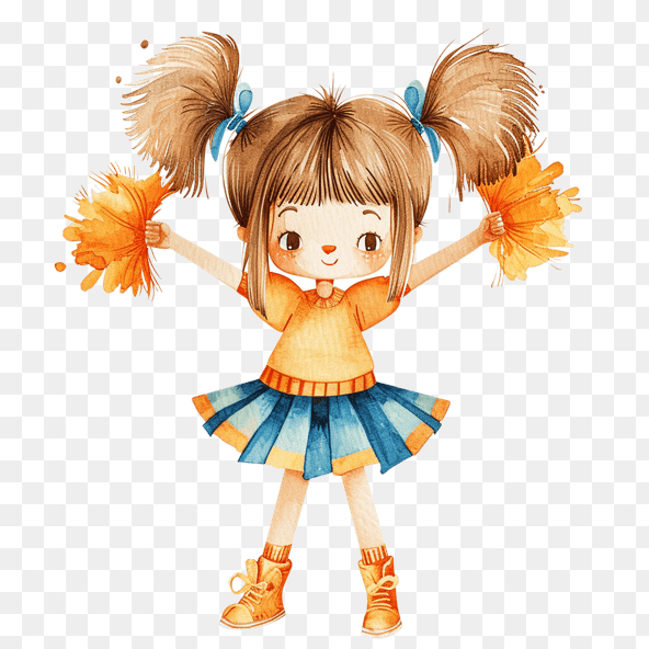 cheer gril with pom pom clipart