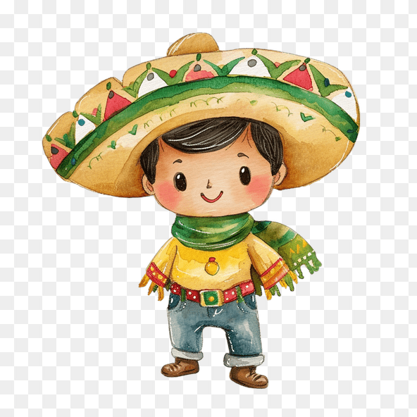 Cute Mexican Boy Sombrero Clipart