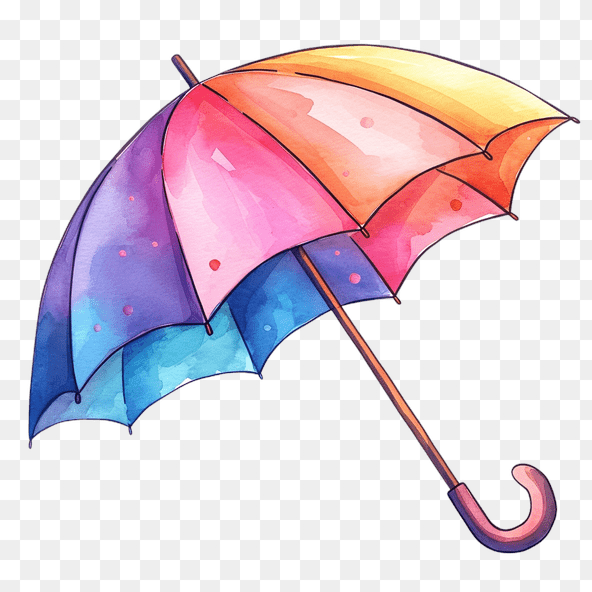 Colorful Watercolor Umbrella Clipart