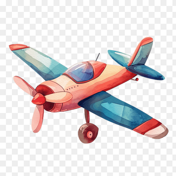 Cute Watercolor Airplane Clipart