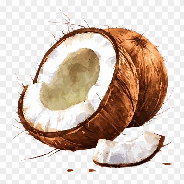 Fresh Coconut Watercolor Clipart