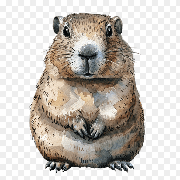 Watercolor Groundhog Clipart
