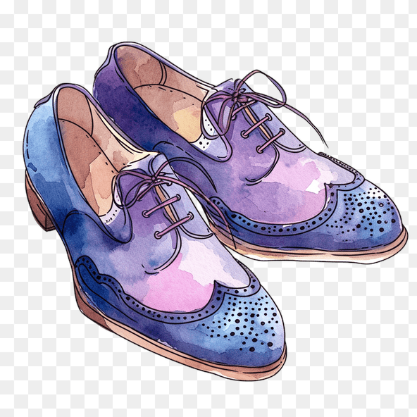 Mens Purple Wingtip Oxford Shoes Clipart