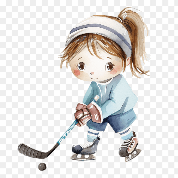 Cute Girl Hockey Player Clipart