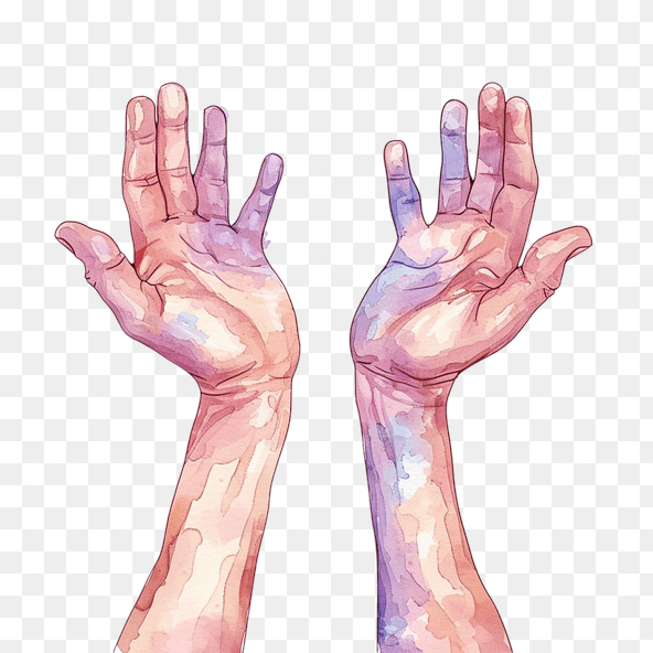 Watercolor Painting Hands Reaching Upwards Clipart