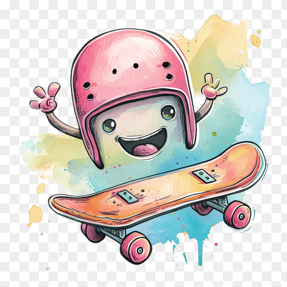 A cute cartoon skateboarder