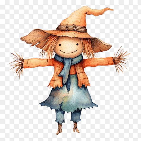 cute scarecrow watercolor clipart