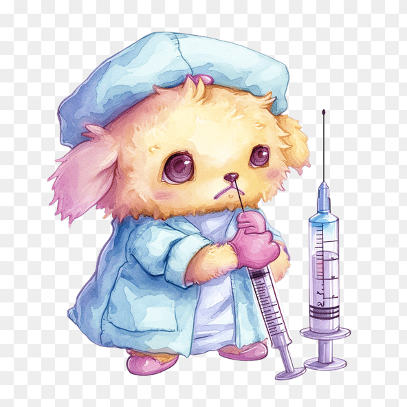 Cute Puppy Doctor with Syringe Clipart