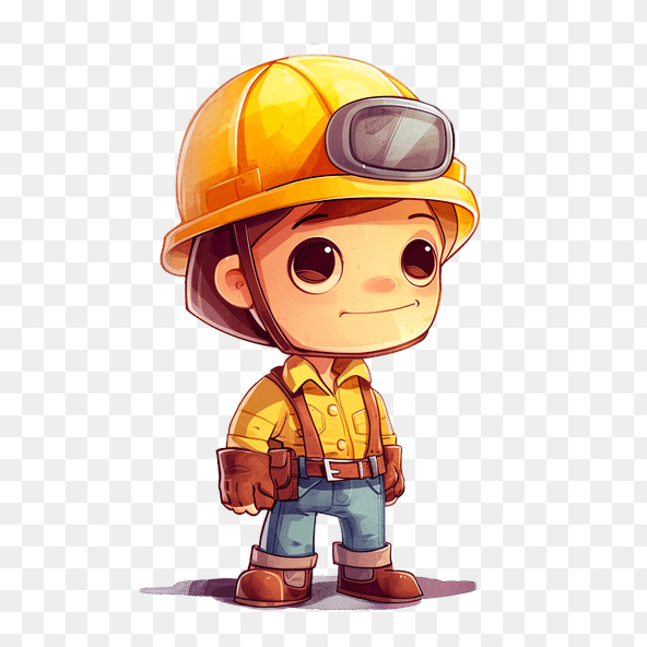 Cute Construction Worker Cartoon Clipart
