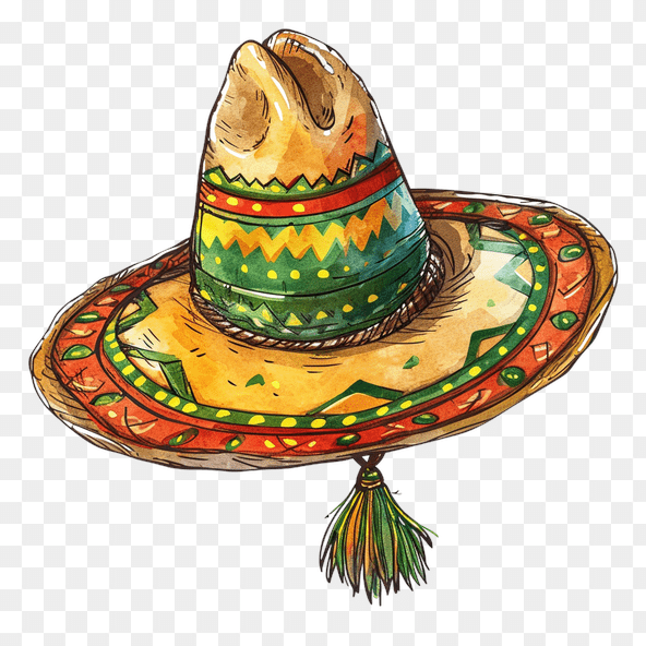Mexican Sombrero Hat Watercolor Clipart