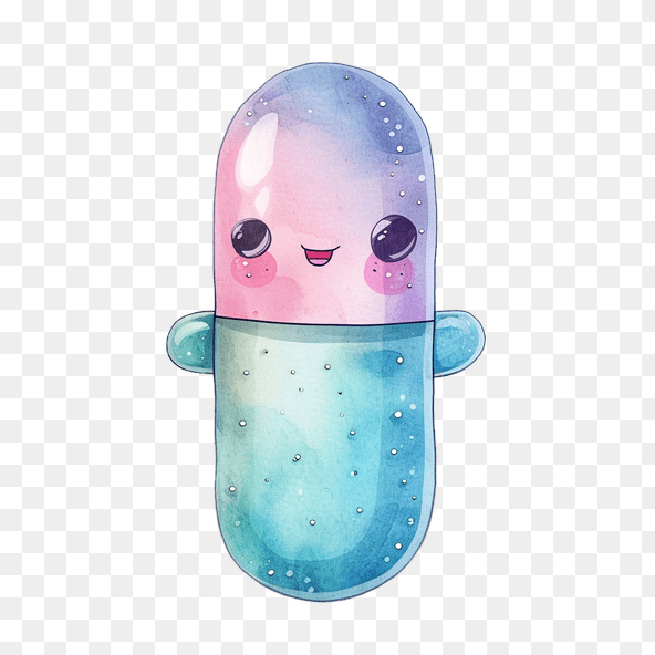 Cute Watercolor Pill Clipart